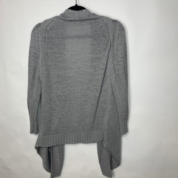 Kenneth Cole Gray Open Front Waterfall Cardigan Sz Medium - Picture 6 of 8